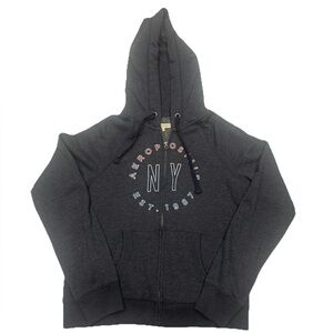 Aeropostale Zip Up Hoodie Sweatshirt Women’s Blue Full Zip Logo Graphic Size M